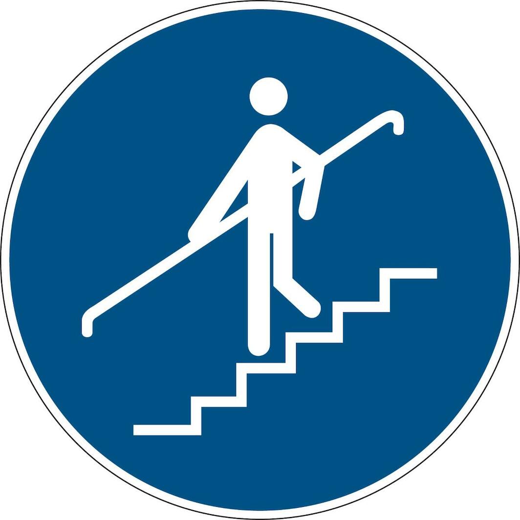 BRADY 803691 warning sign - hand on railing mandatory, 100 mm | Klium.com