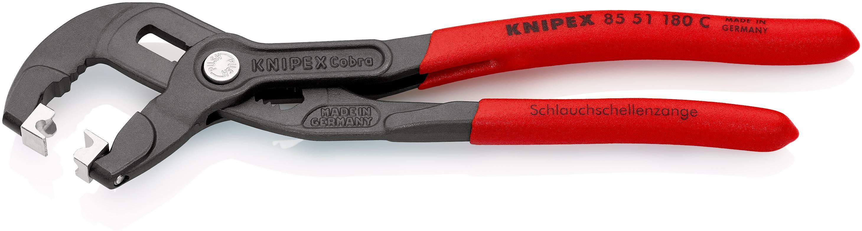 KNIPEX 85 51 180 C hose pliers for click clamps with non slip plastic coating grey atramentised 180 mm Klium
