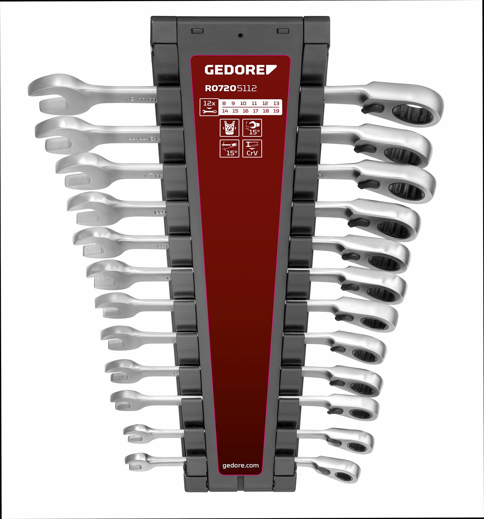 GEDORE RED R07205112 ratchet spanner set, 8-19 mm, 12-piece - 3301085 ...
