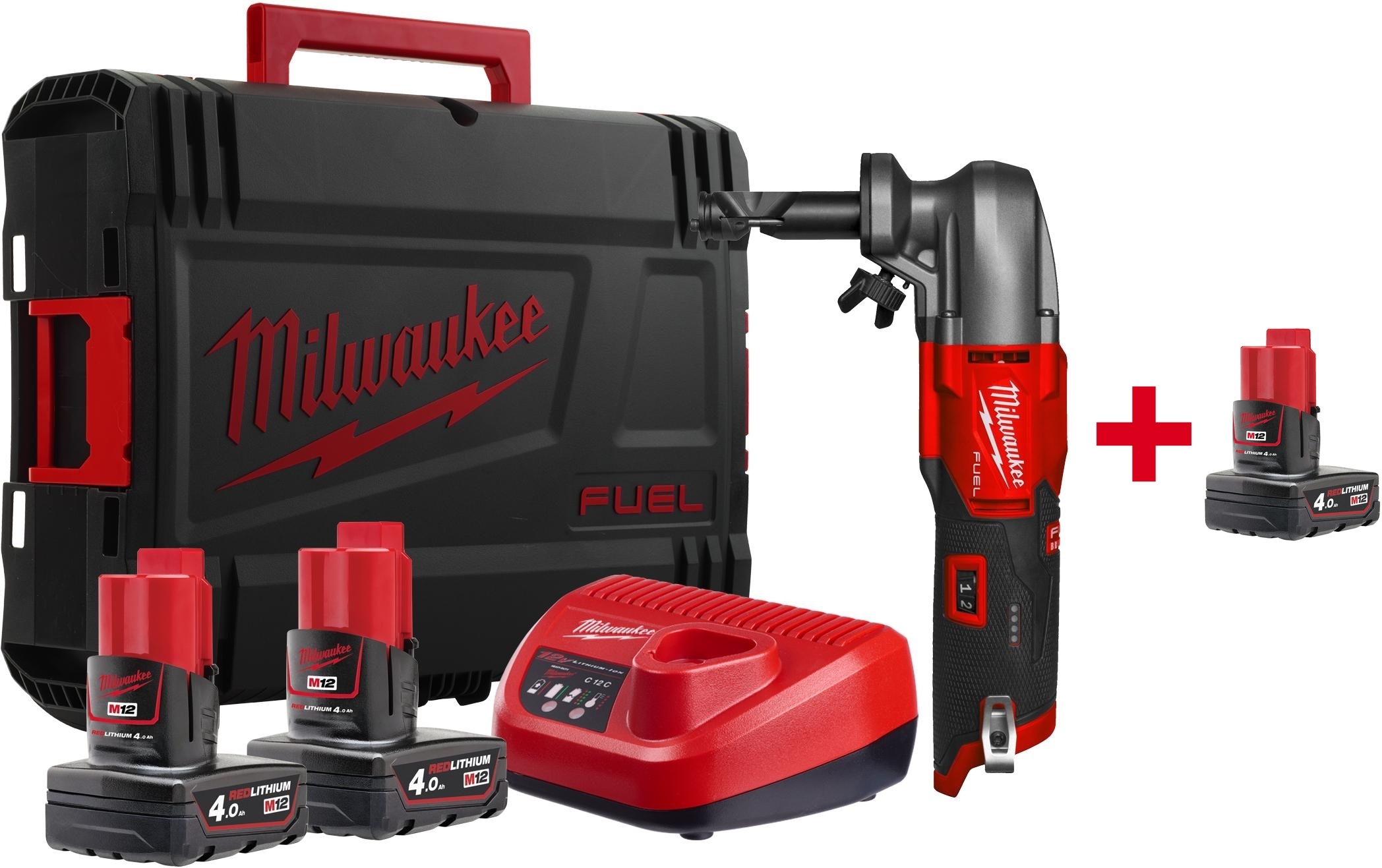 MILWAUKEE M12 FNB16-402X Ciseaux à onglets sans fil FUEL 1.6 mm en HD Box (2x 4.0Ah batterie + chargeur) - 4933479619