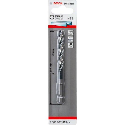 BOSCH 2608577059 twist drill bit HSS hex shank 6.5 x 63 x 107 mm