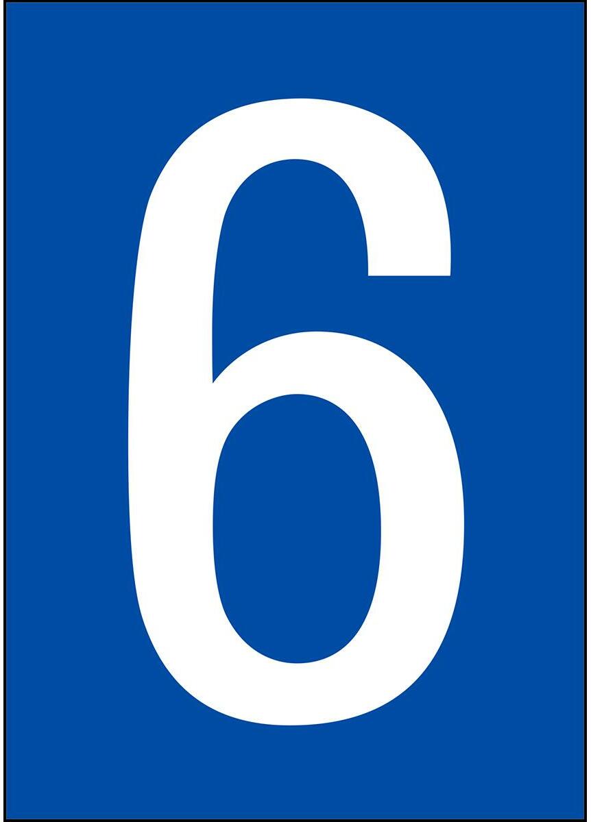 BRADY NL7541A4BL-6 label with number 6 - DIN A4 format for permanent or ...
