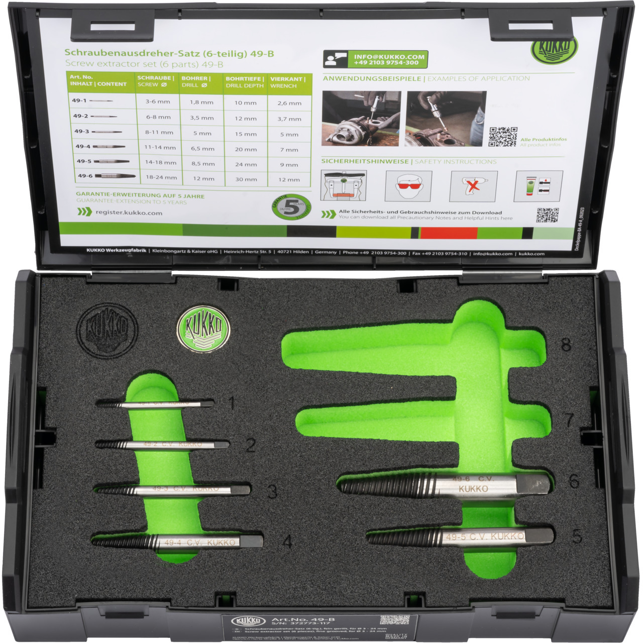 KUKKO 49-B screwdriver set left-handed M3-M24 - 6-piece | Klium.com