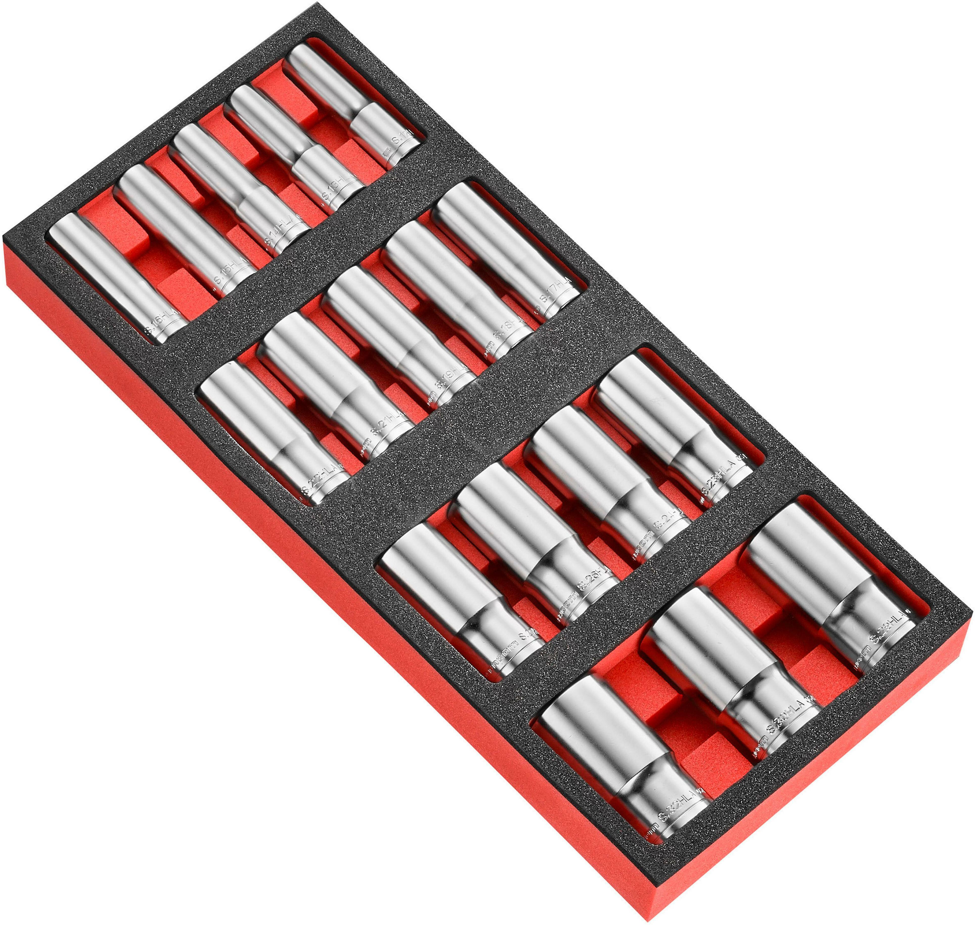 FACOM Steckschlüssel 3/8 Zoll, 17 Mm, Lang – OGV® Sechskant-Profil, Glanzverchromt, Für Schwer Zugängliche Stellen