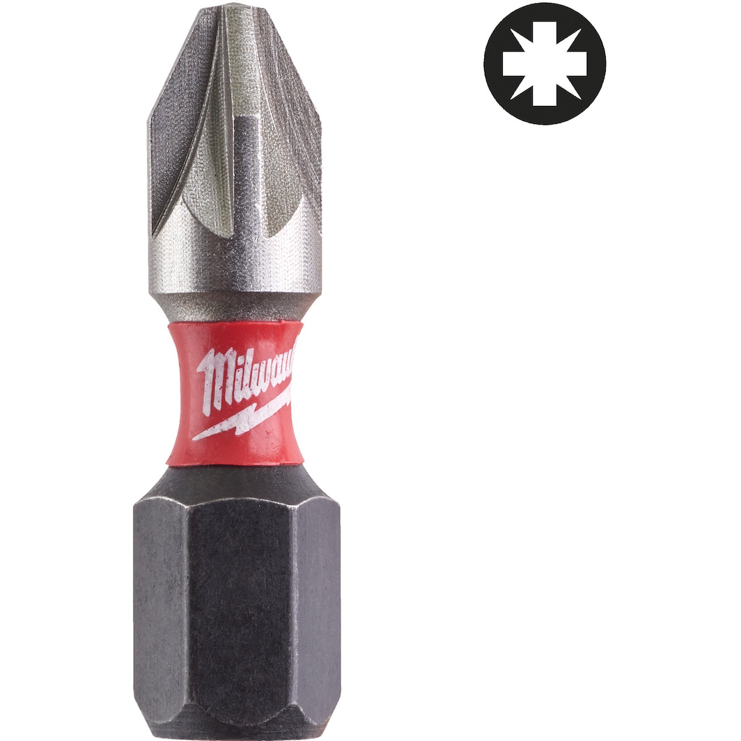 MILWAUKEE 4932430864 SHOCKWAVE IMPACT DUTY screw bit PZ2x25 mm (25 pcs ...