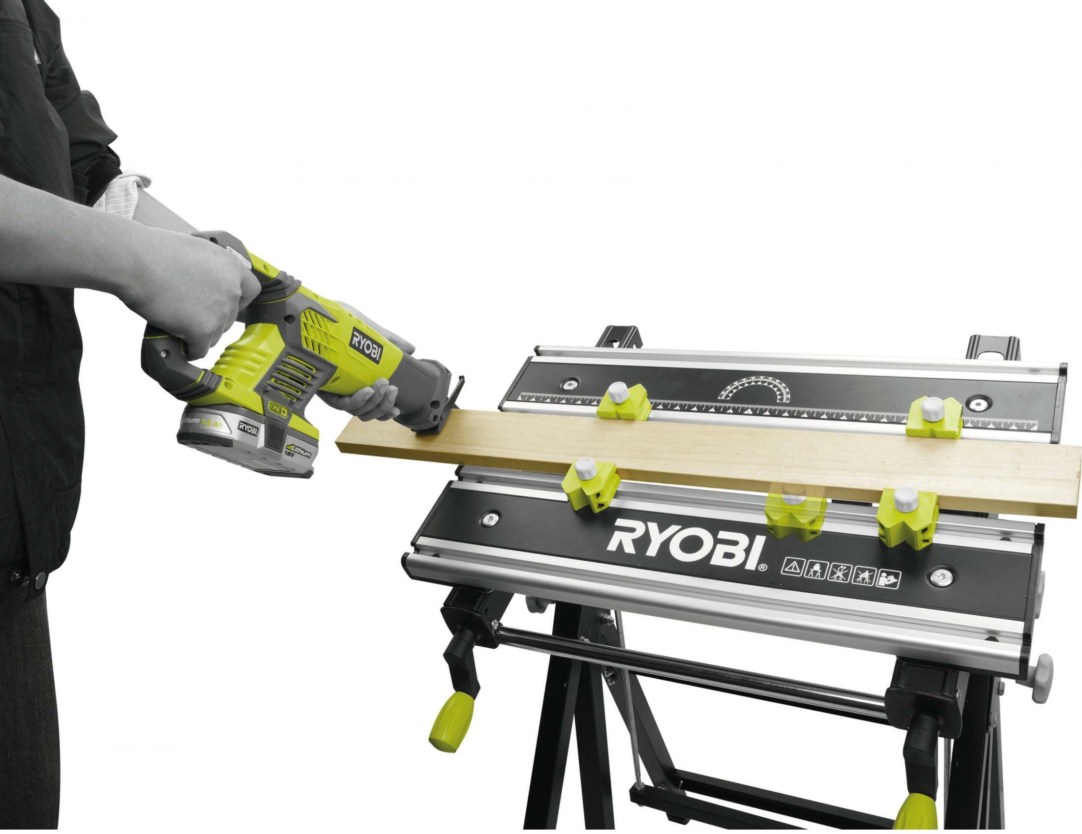 RYOBI RWB03 adjustable metal folding workbench 25°, 50° et 80