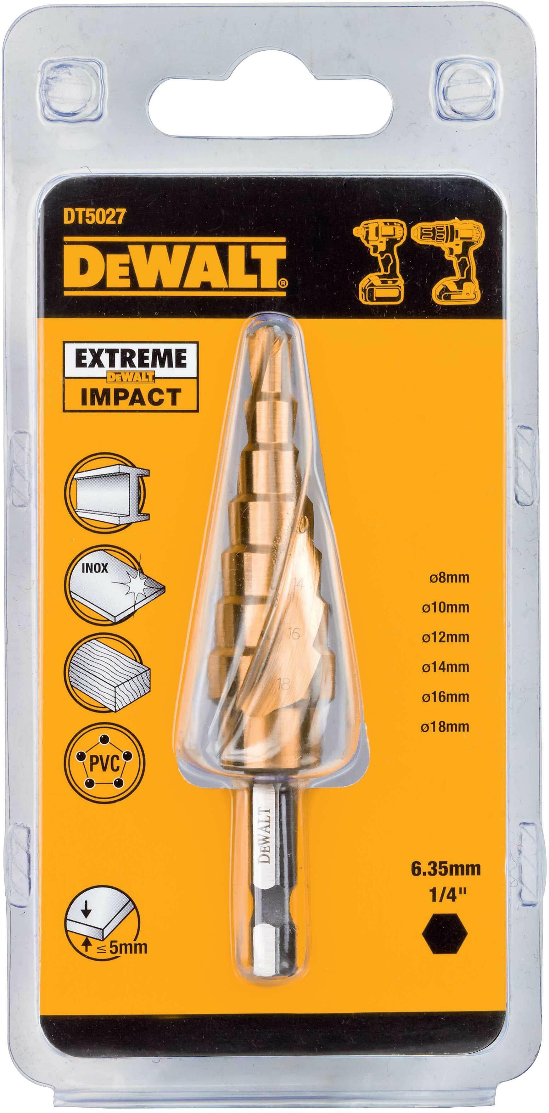 DEWALT DT5027-QZ IMPACT metal step drill bit 6-18mm | Klium.com