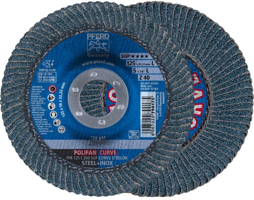 PFERD PFR 125-L Z 40 SGP CURVE STEELOX POLIFAN flap disc 125x22.23mm ...