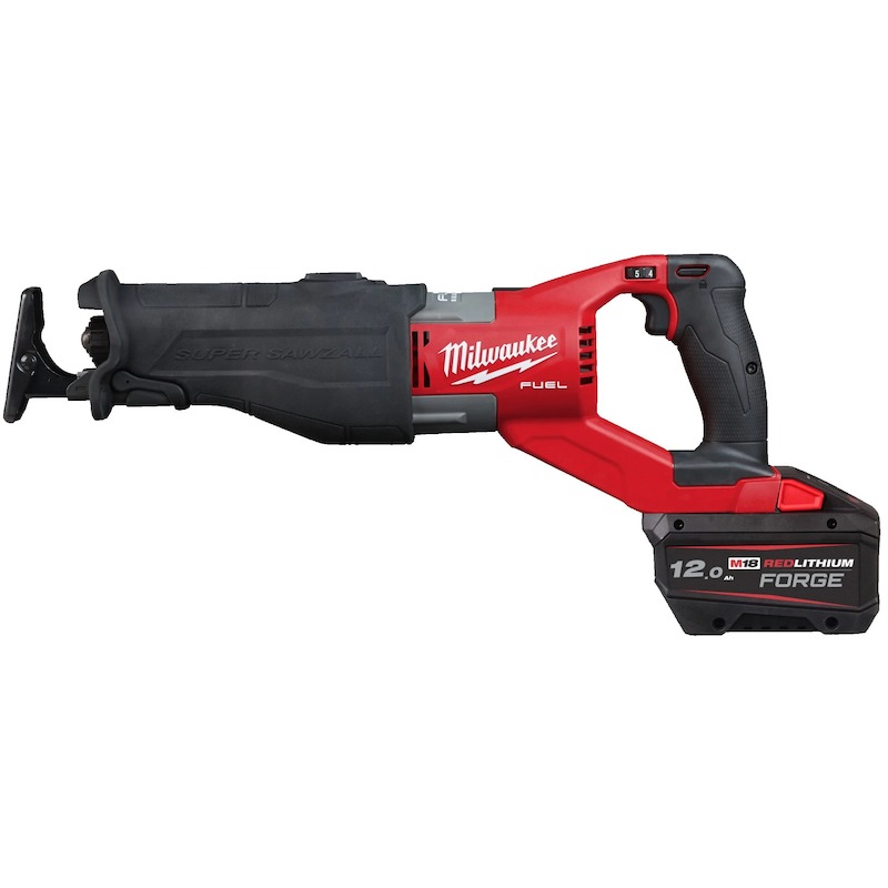 Milwaukee M18 FUEL 18V Lith-Ion Brushless Cordless Super SAWZALL Reciprocating Saw with M18 REDLITHIUM FORGE HD 12.0 Ah Battery