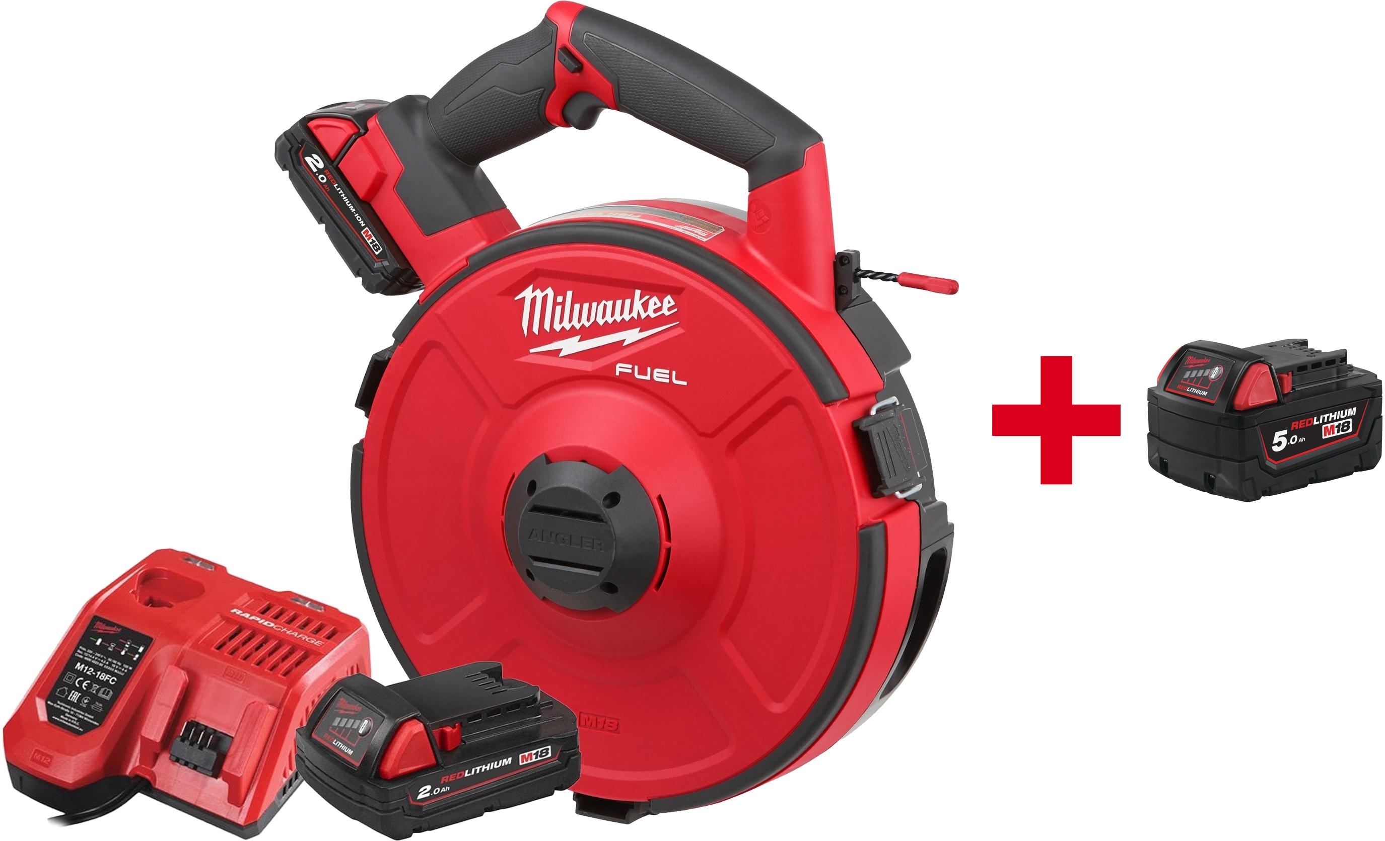 MILWAUKEE M18 FPFT-202 30M NC Set FUEL battery puller with 30m non-conductive spring (2x 2.0Ah battery + charger) - 4933471954