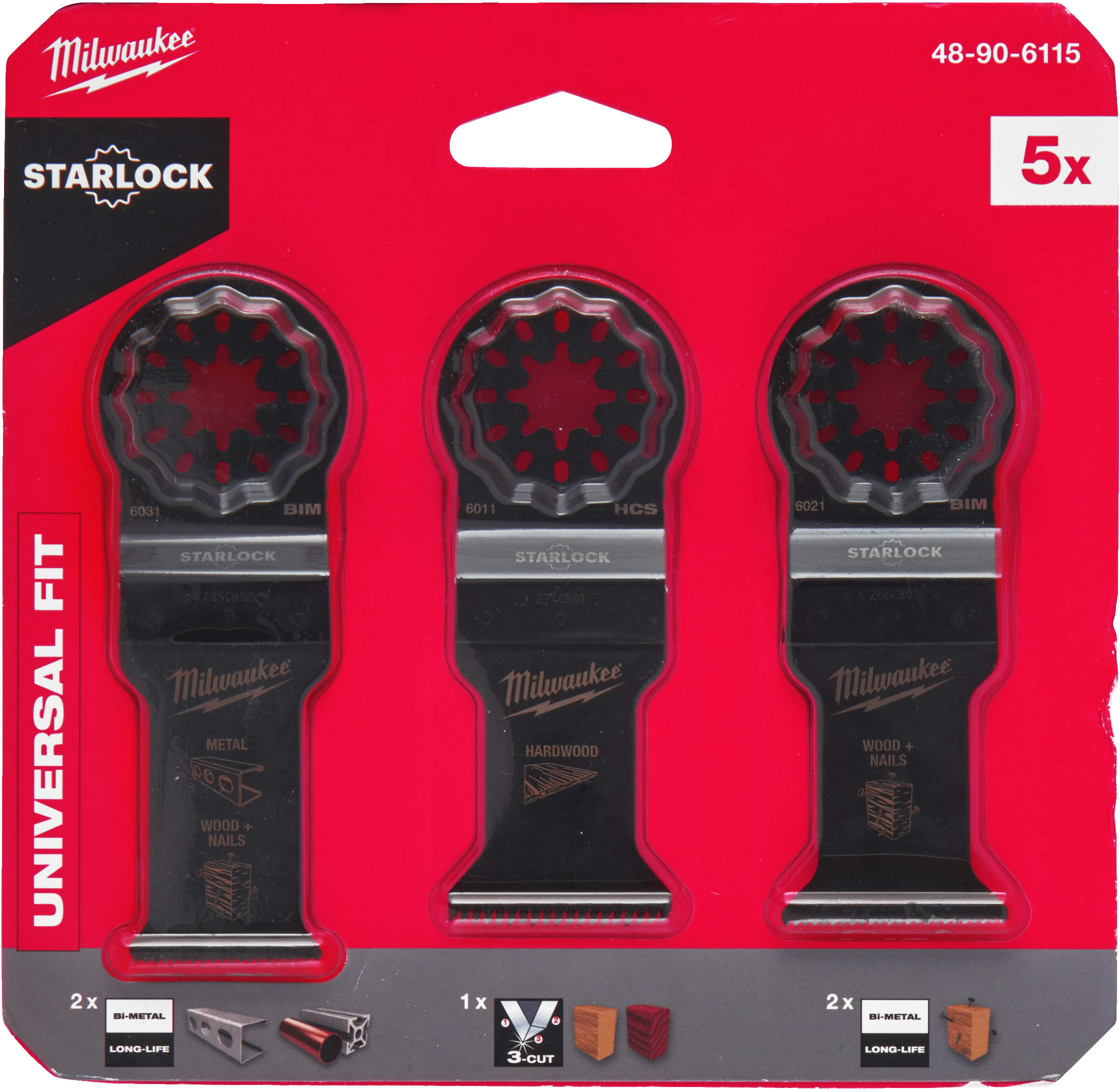 MILWAUKEE 48906115 multi-tool SL blade set for wood & metal 5-piece ...