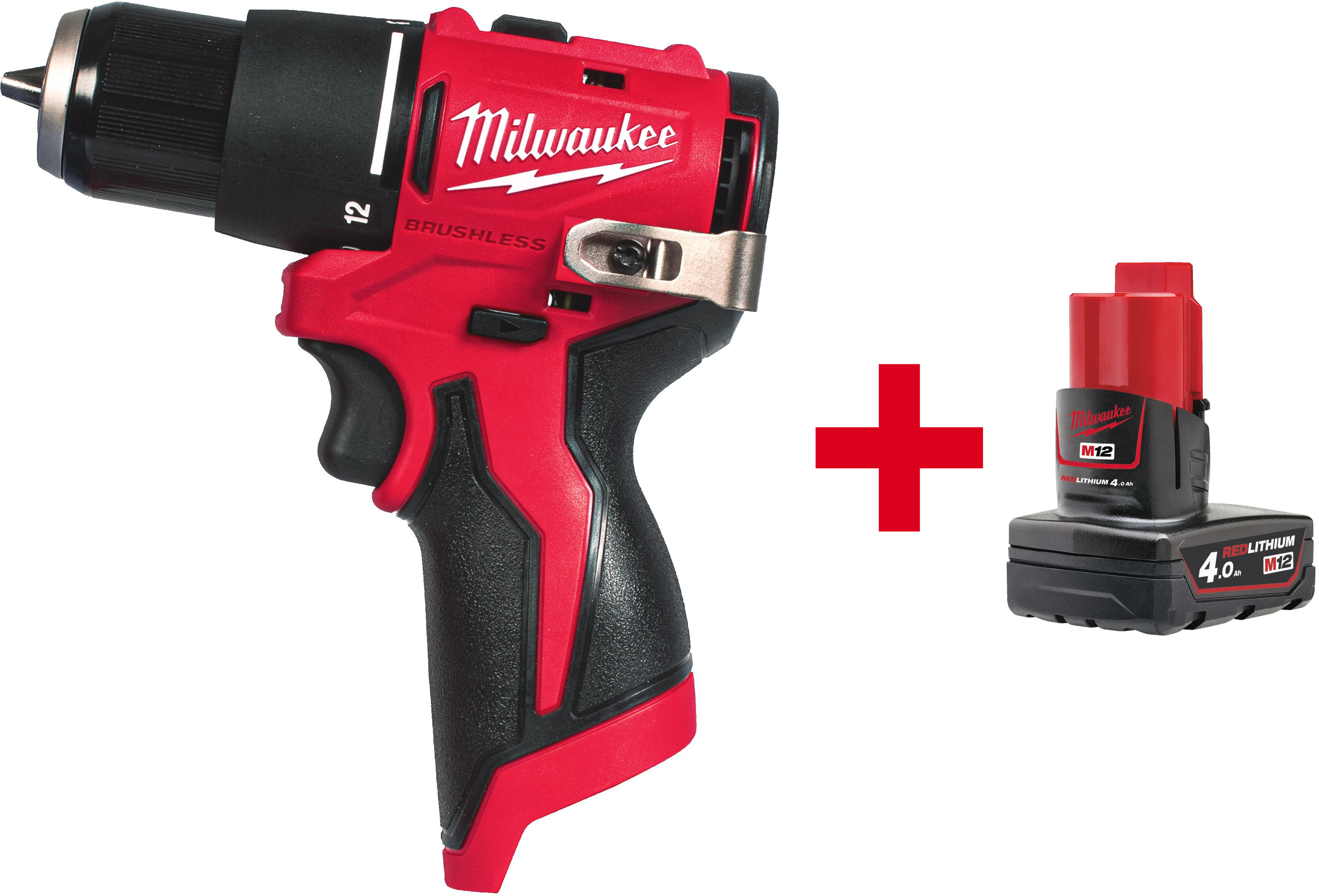 MILWAUKEE M12 BLPDRC-0 Perceuse à percussion compacte sans balais en carton (sans batterie ni chargeur) - 4933500421