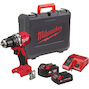 MILWAUKEE M18 BLPDRC-422C compact carbonless cordless hammer drill in transport case (1x 4.0Ah battery + 1x 2.0Ah battery + charger) - 4933492825