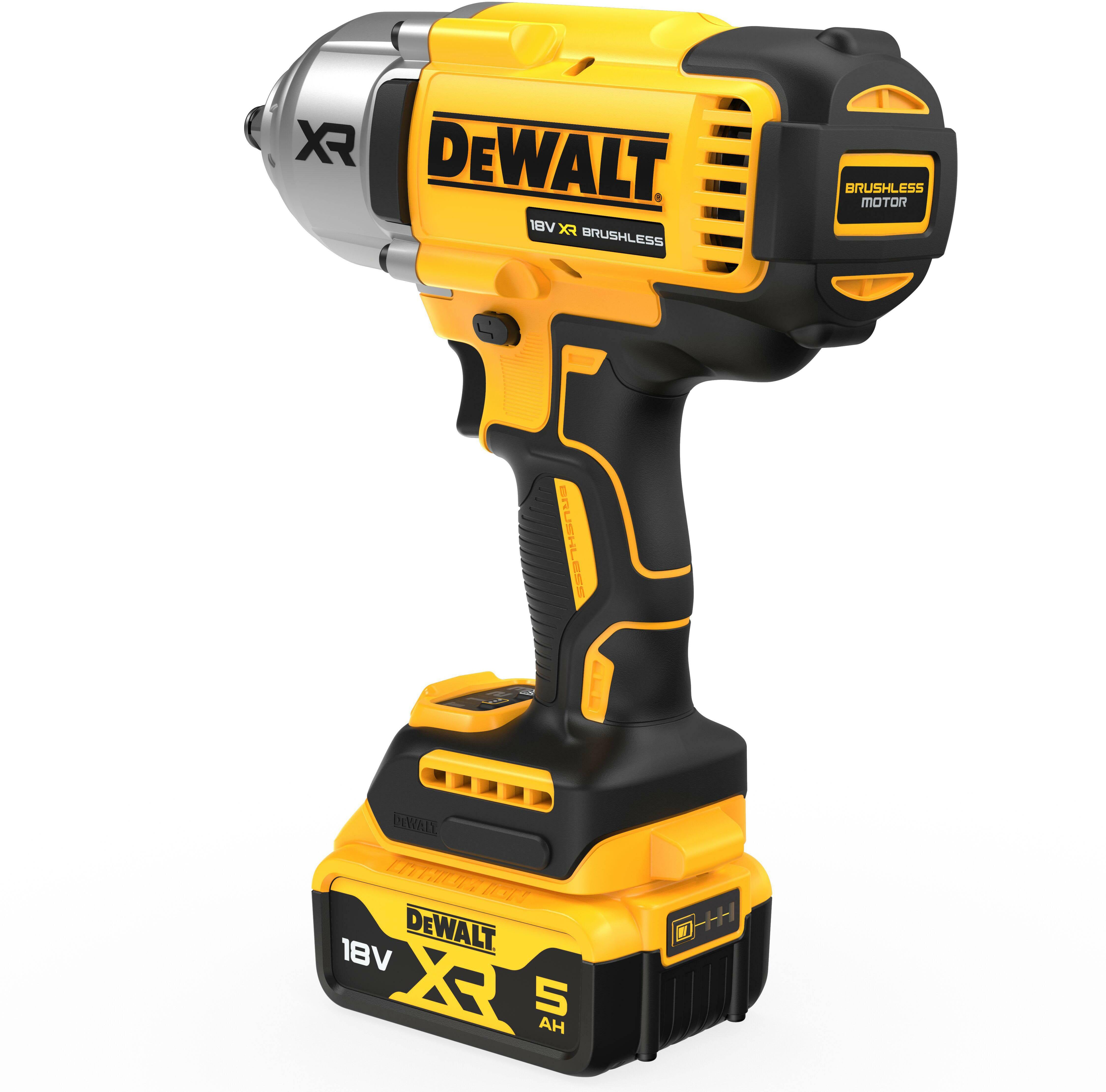 DEWALT DCF900P2T QW 18V XR Brushless 1 2 Heavy Duty cordless impact spanner with friction ring in TSTAK 2x 5.0Ah battery cha Klium