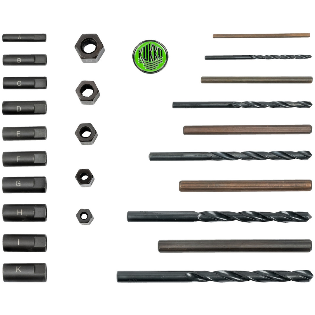 KUKKO 49-U-B bolt set with drills and drill guide bushings M5-M16 - 25 ...