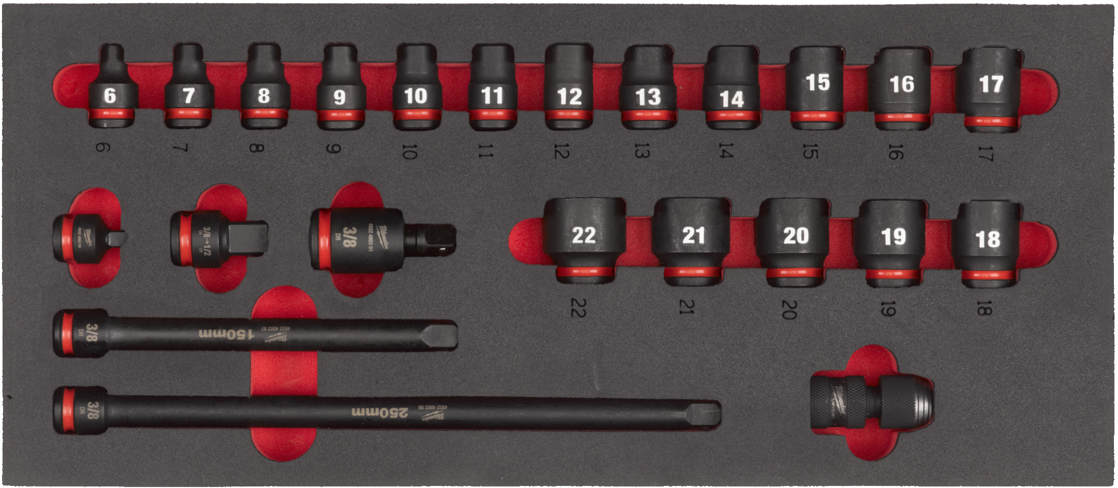 サイ MILWAUKEE 4932493388 SHOCKWAVE short socket set 3/8