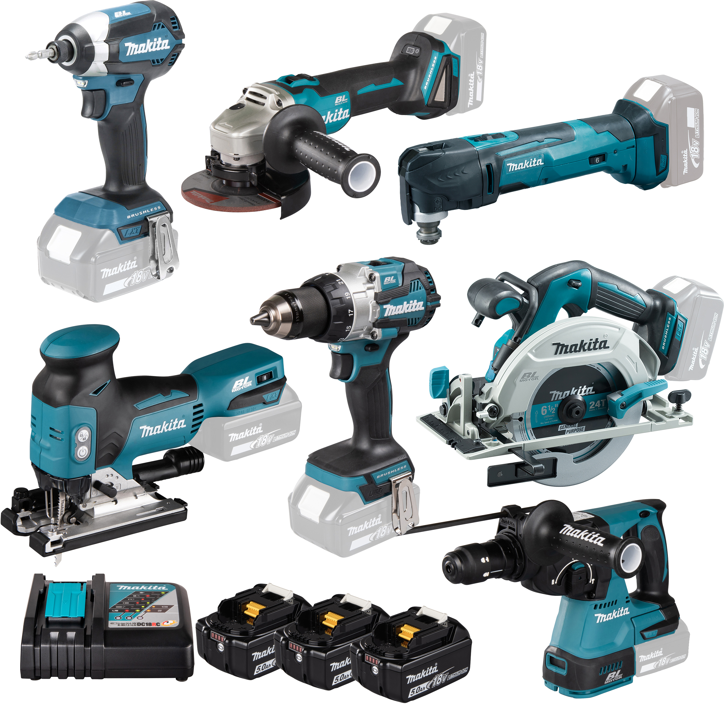 Set Makita 18w Makita DHP453FX12 18v Combi Drill With 1x Battery