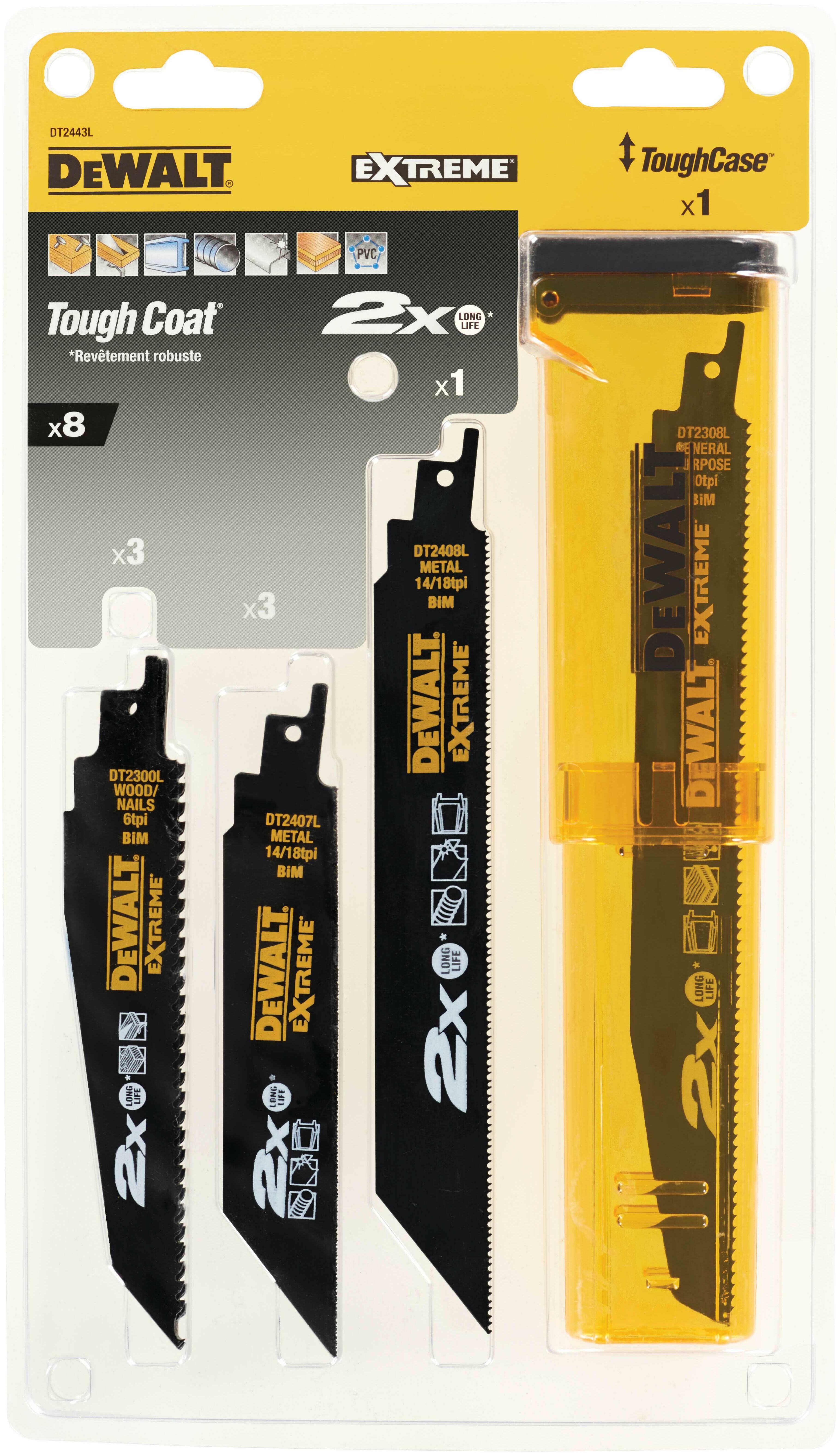 DEWALT DW4898 Bi-etal Reciprocating Saw Blade Set With Case, 10-Piece