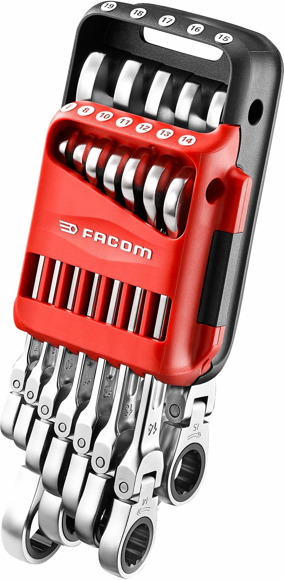 FACOM 467BF.JP12PB articulated non-slip insert ratchet wrench set
