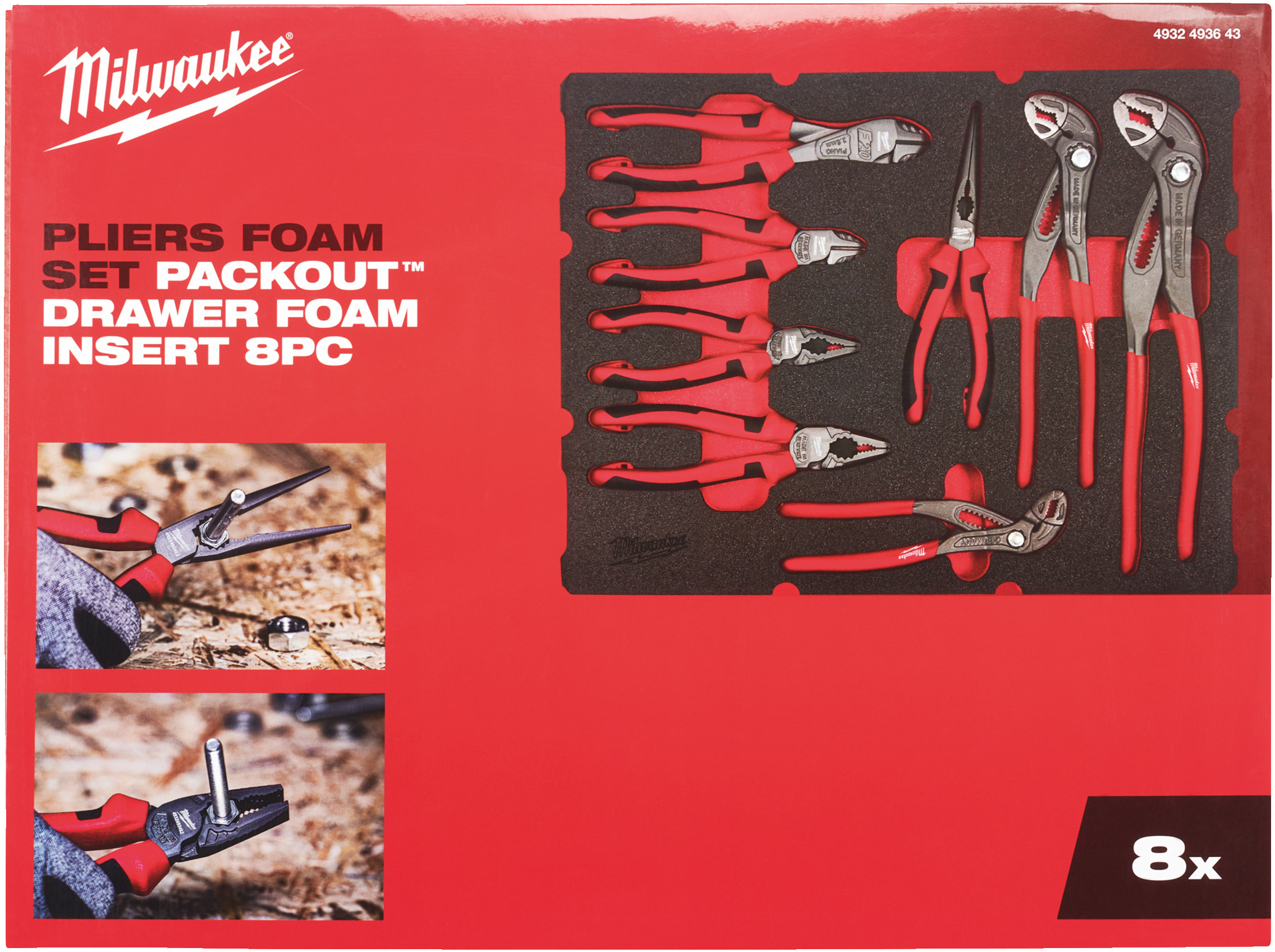 MILWAUKEE 4932493643 pliers set in foam inlay 8-piece | Klium