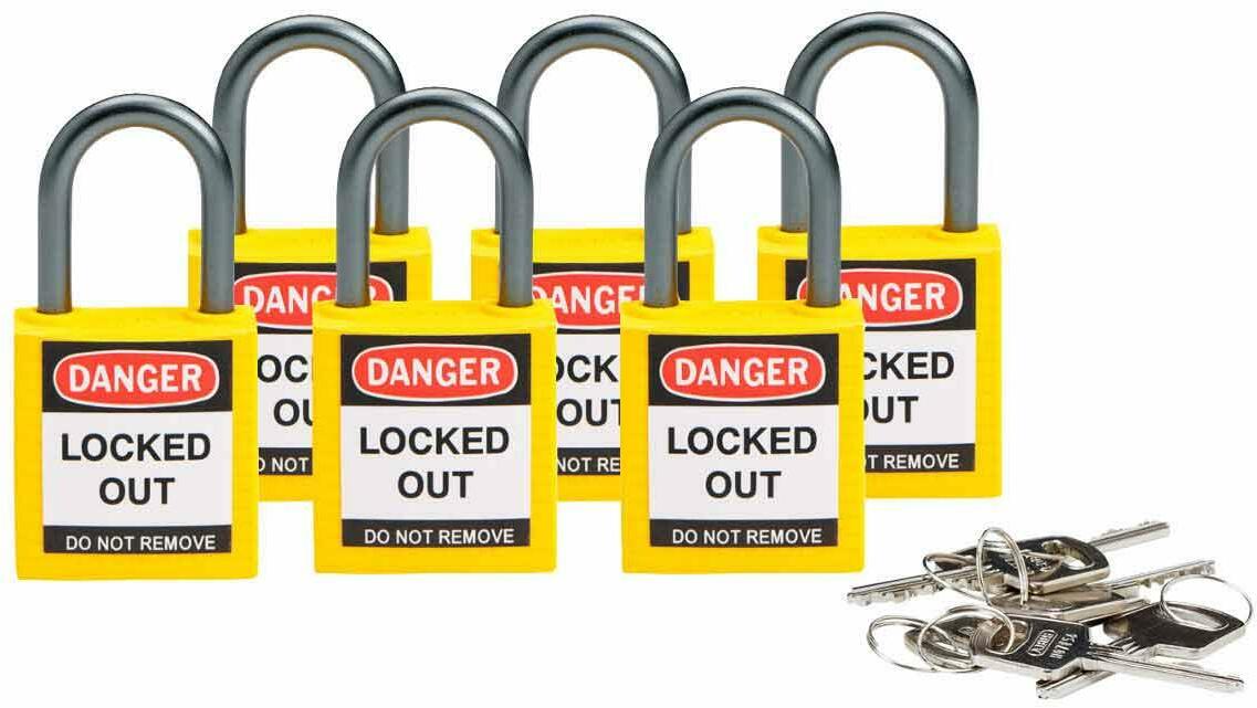 BRADY 814117 compact security padlock yellow with 25 mm shackle with ...