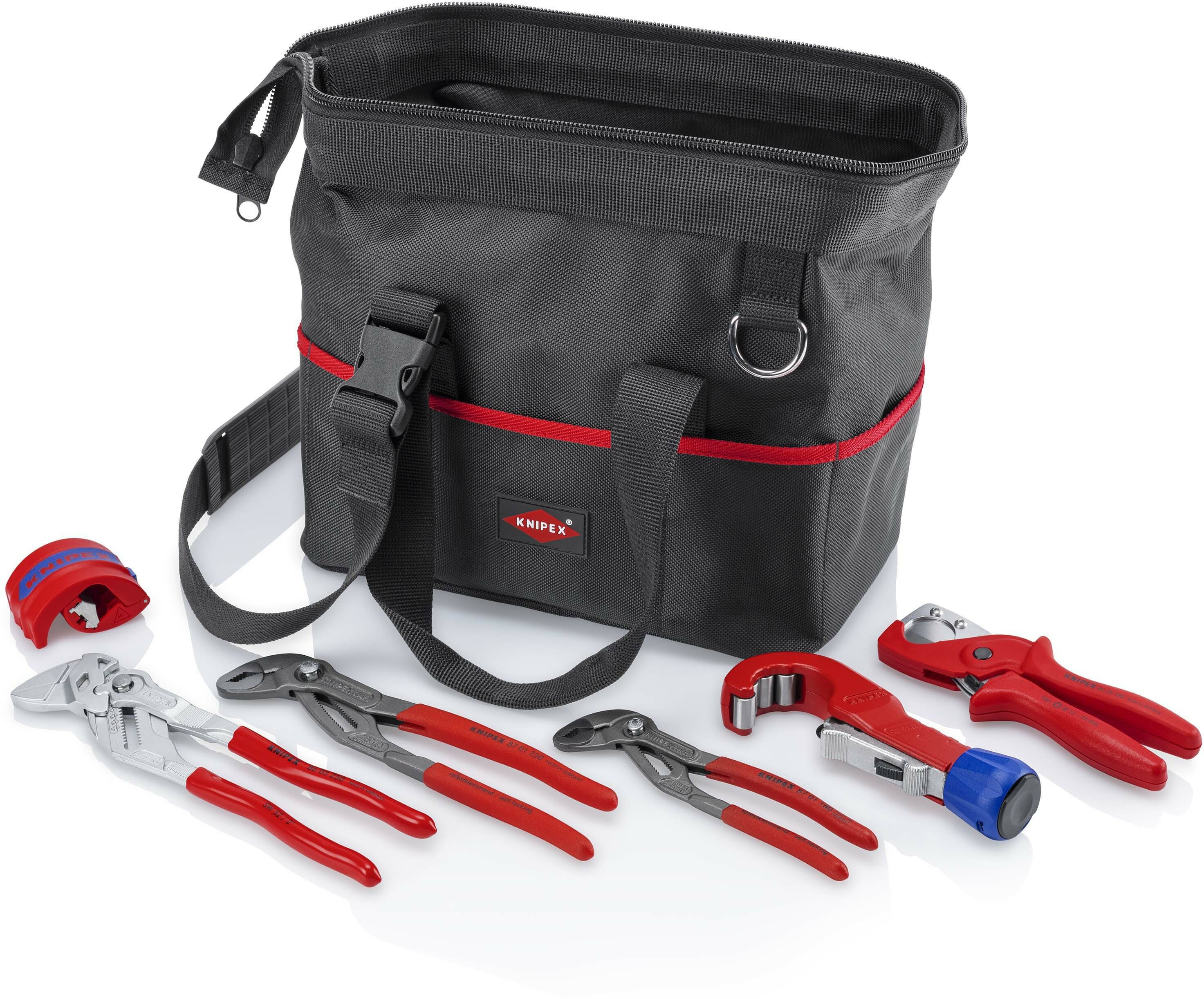 KNIPEX 00 21 12 S filled tool bag plumber starter kit 6-piece | Klium