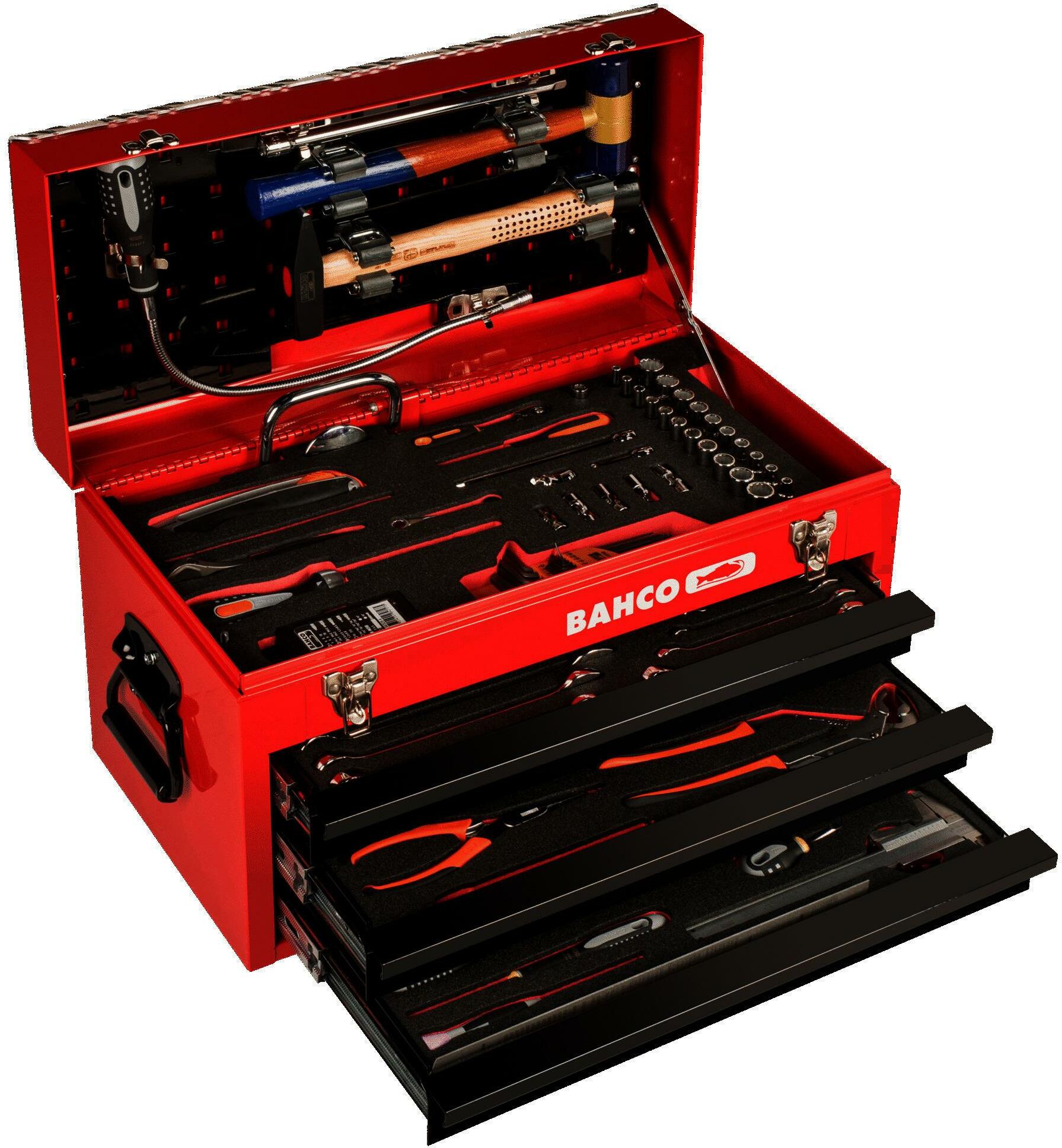 bahco tackle box BAHCO 1483KHD3RB-FF7 metal tool box with 3 drawers, heavy-duty for aviation  124-piece