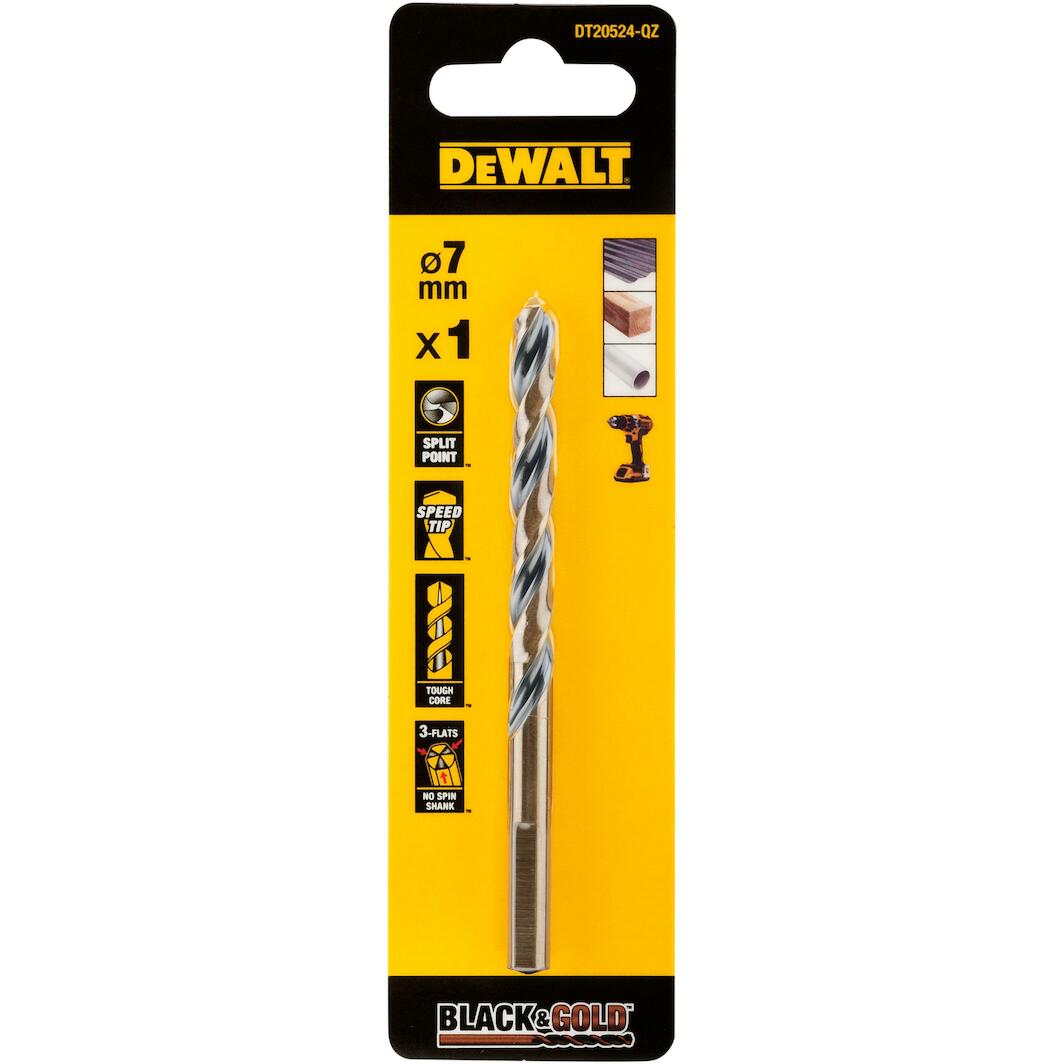 DEWALT DT20524-QZ Black & Gold metal drill bit 7mm | Klium.com