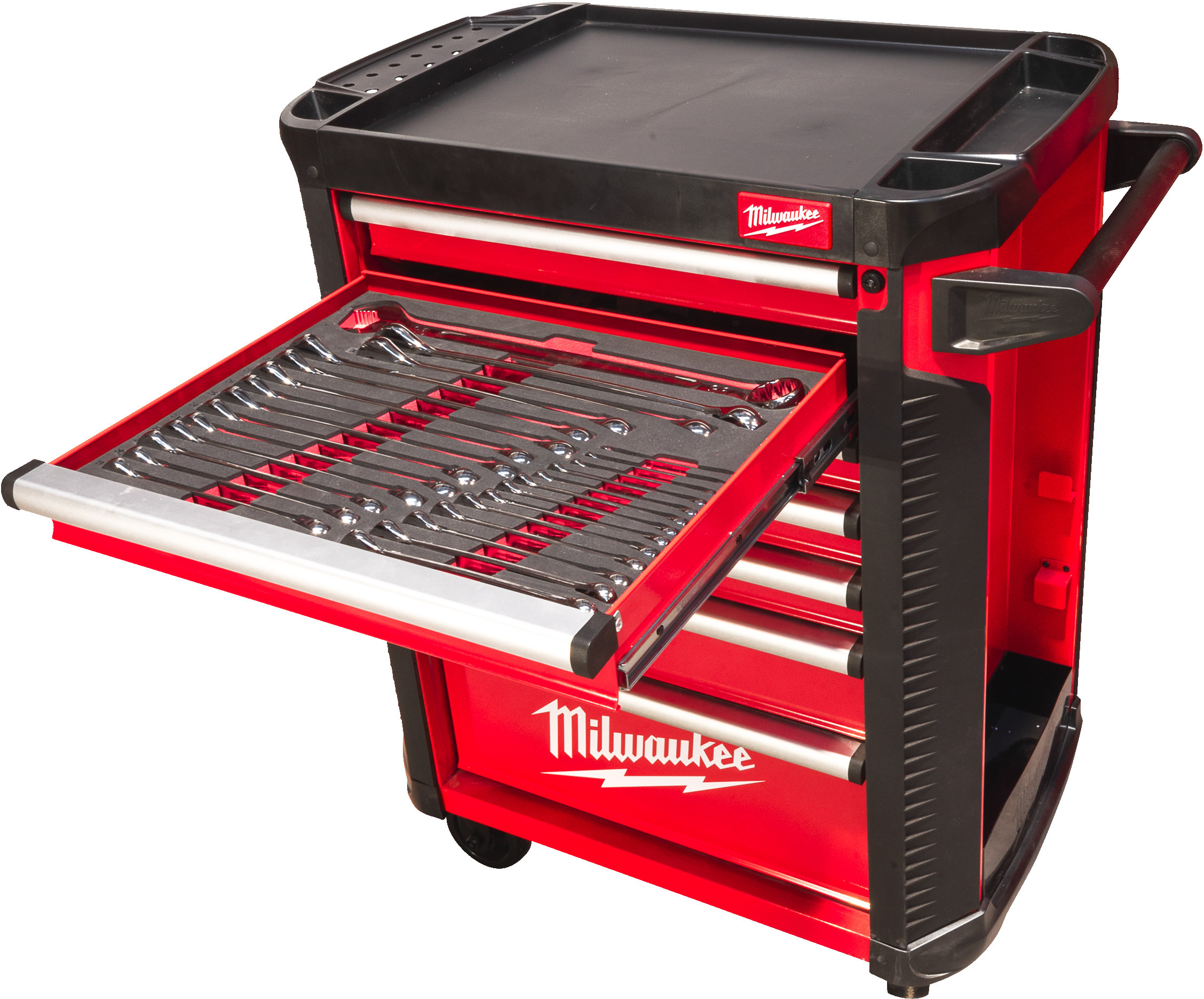 MILWAUKEE 4932498185 tool trolley red with 7 drawers (5 filled