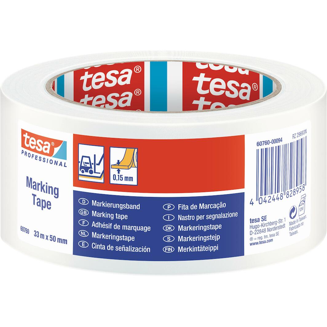 TESA 60760 PVC floor marking tape white, 50 mm x 33 m - 60760-00094-16 ...