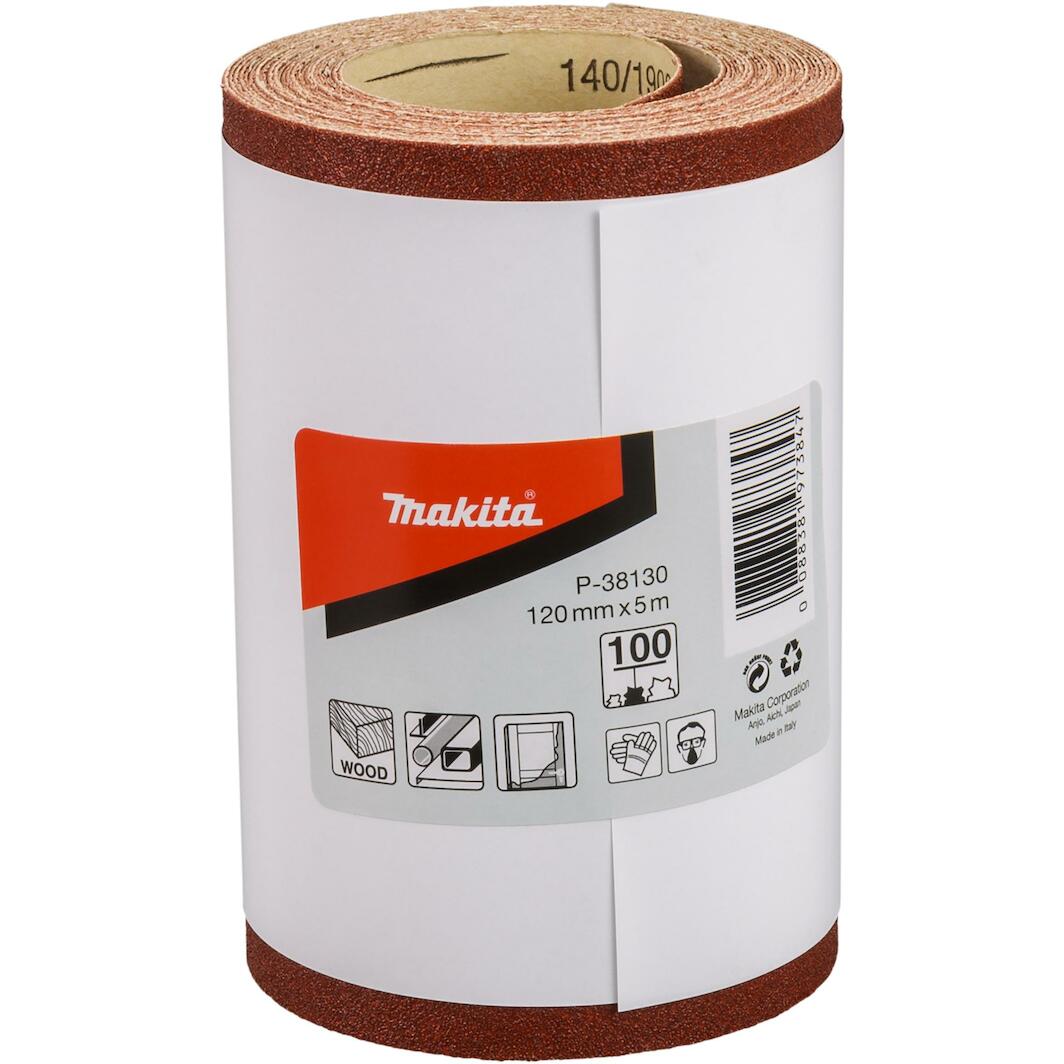 MAKITA P-38130 sandpaper on roll, 120mm x 5m, 100 grit | Klium.com