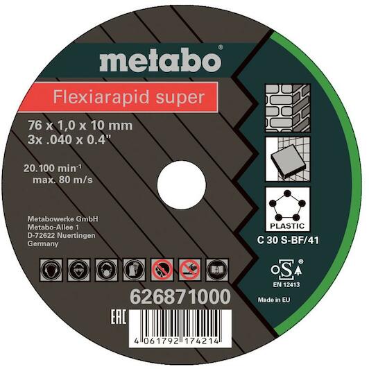 METABO 626871000 cut-off wheel flexiarapid Super 76x1.0x10.0