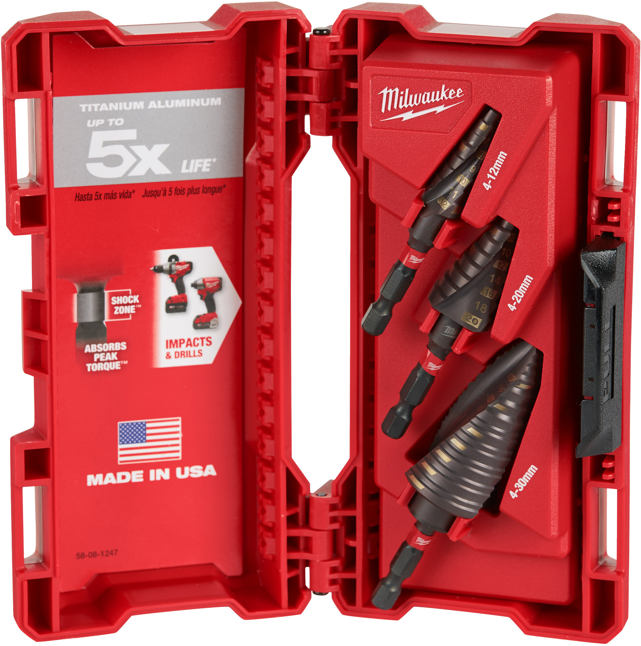 デバイスワークス　新品 MILWAUKEE 48899266 SHOCKWAVE Impact Duty step drill bit set 3