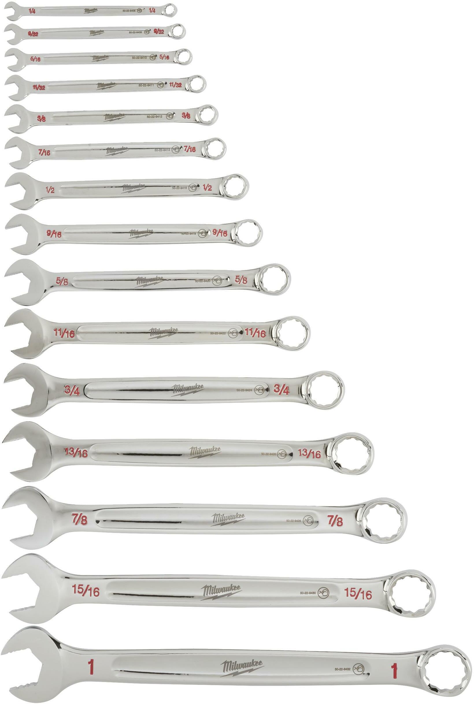 MILWAUKEE 4932464996 Max Bite ratchet spanner set inch sizes 15