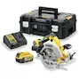 DEWALT DCS570P2-QW Scie circulaire sans balais 18V XR 64mm 184mm en TSTAK (2x batterie 5.0Ah + chargeur)