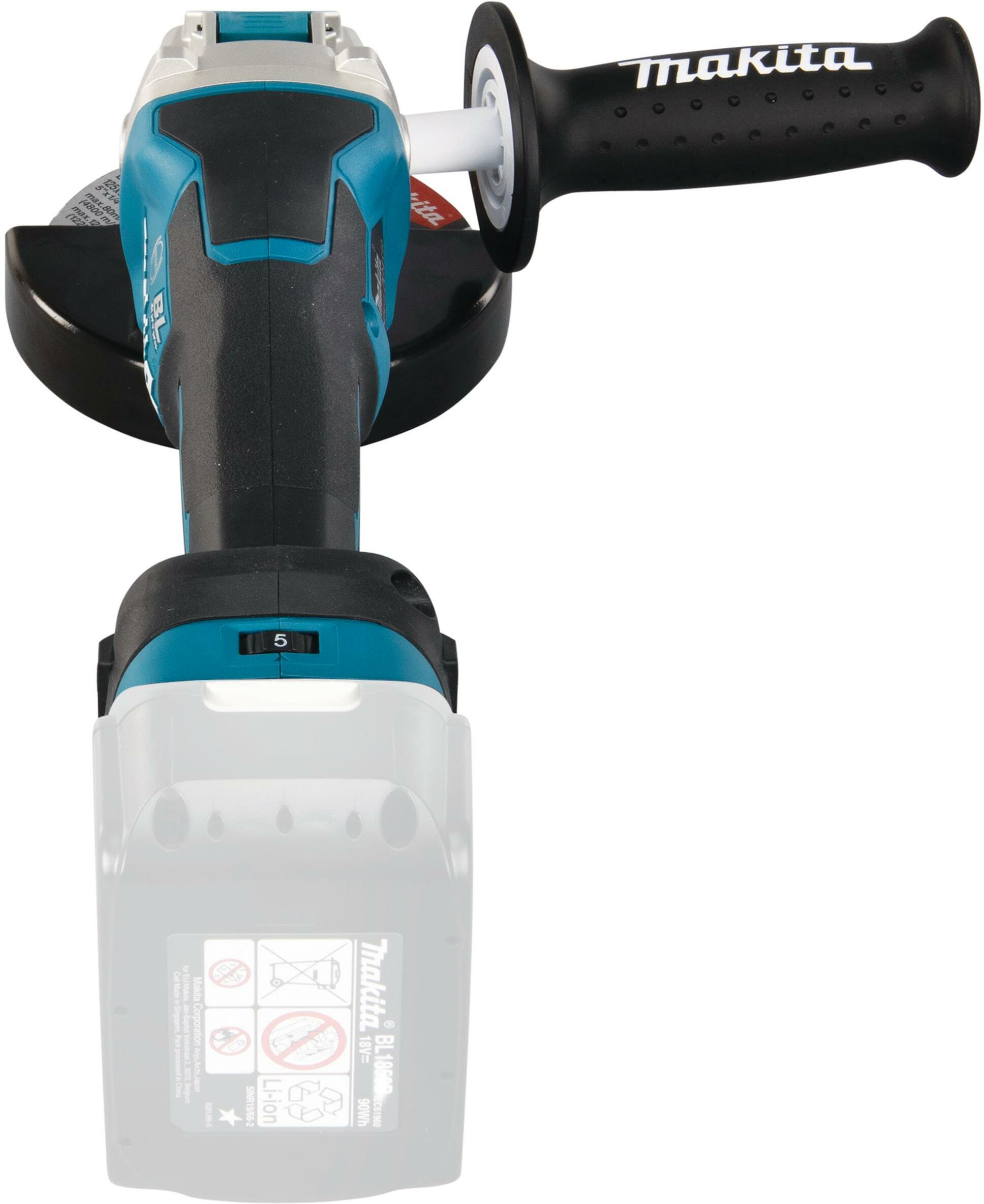 MAKITA DGA519ZJ 18V LXT Angle Battery Grinder 125mm X LOCK in MAKPAC without battery and charger