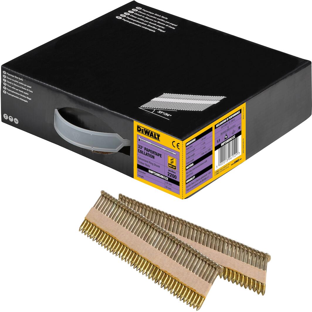 Dewalt Streifennägel DNPT 2.8 X 63mm 34Grad 2'200 Stück Ringschaft Galv G12 Dnpt28r63g12z 5902013961475