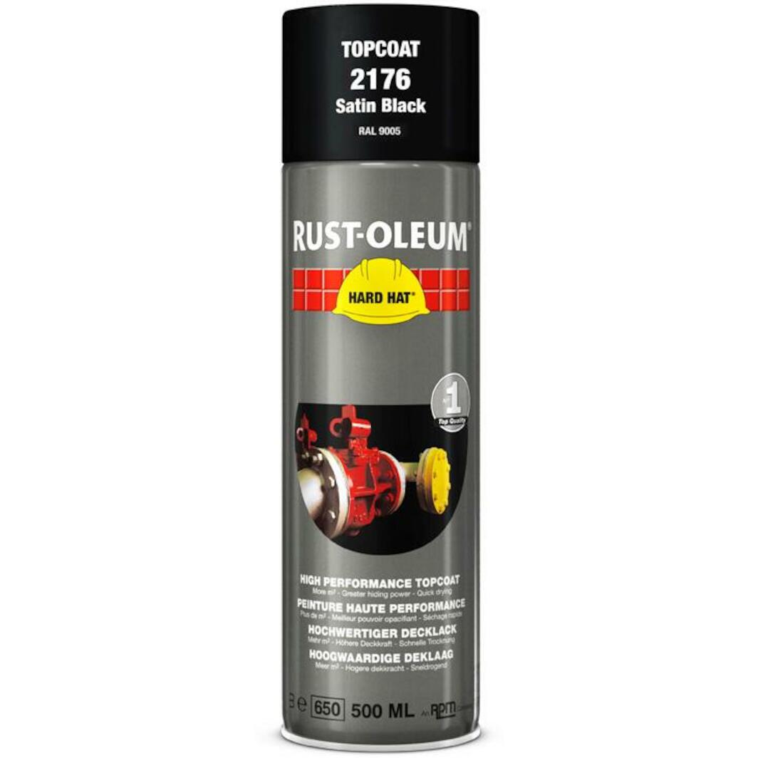 RUST-OLEUM 2176 Hard Hat topcoat black silk gloss RAL9005 500ml | Klium.com