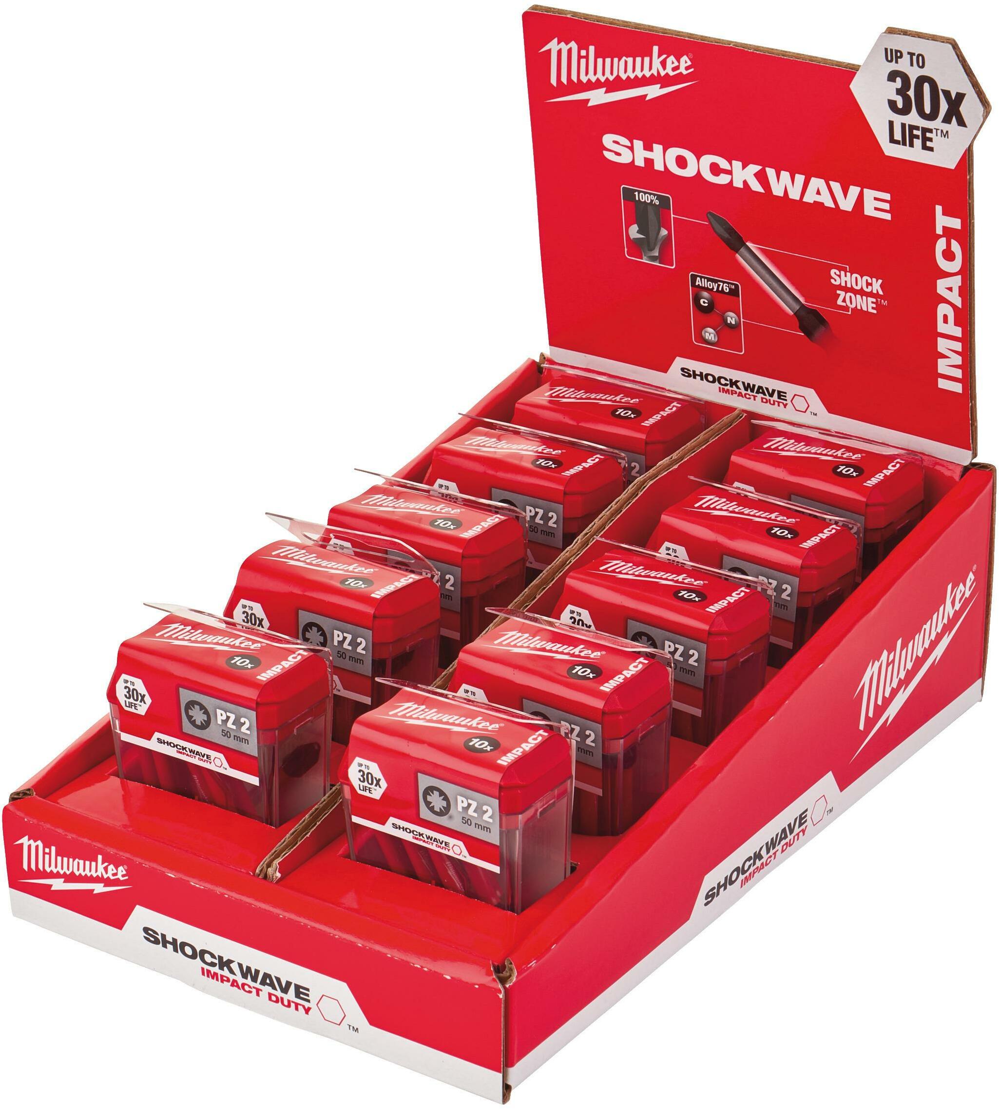 MILWAUKEE 4932430866 SHOCKWAVE IMPACT DUTY screw bit PZ2x50 mm (10