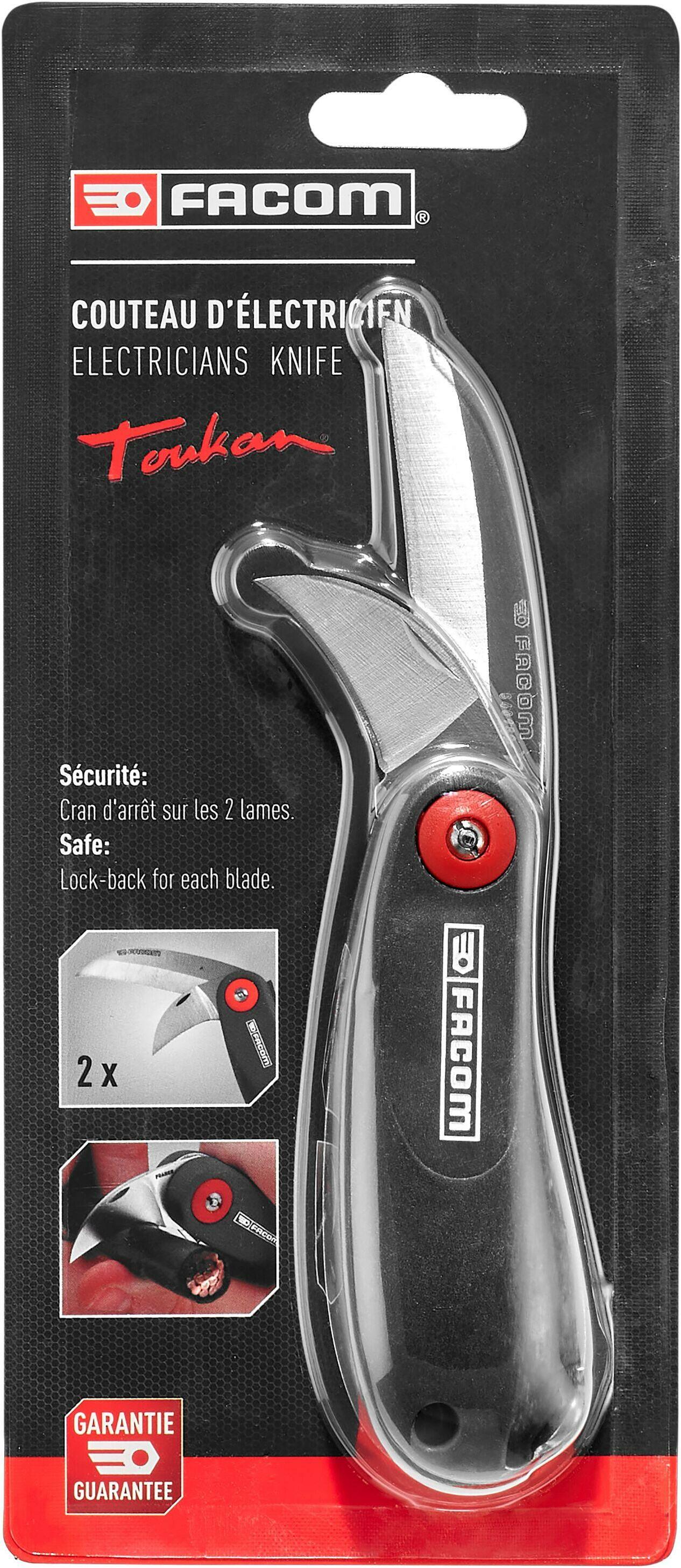 FACOM 640180PB electrician's knife with plastic handle and double