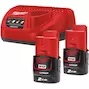 MILWAUKEE M12 NRG-202 battery charging set (2x 2.0Ah battery + C12 C charger) - 4933459209