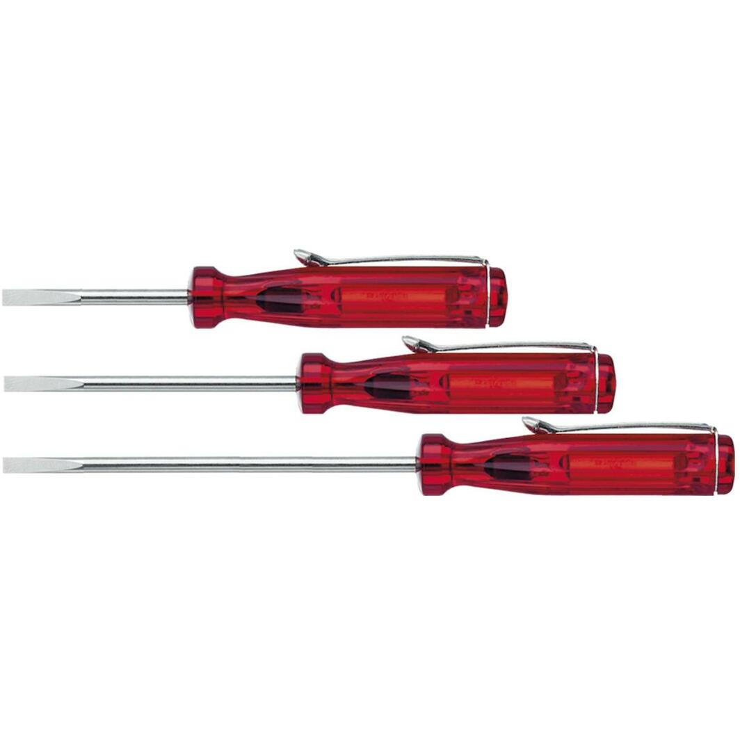 WIHA 5003 small screwdriver slotted head transparent red with clip 3 x