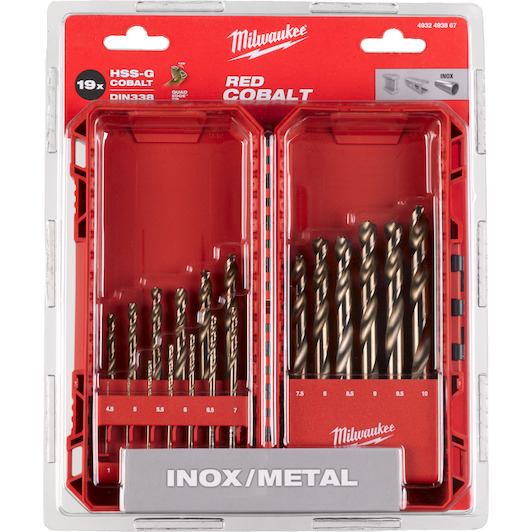 MILWAUKEE 4932493867 HSS G metal drill bit set RED COBALT 19 piece