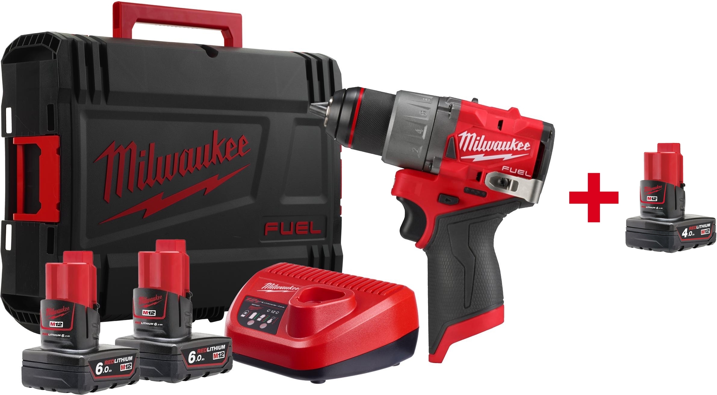MILWAUKEE M12 FDD2-602X Perceuse sans fil sous-compacte FUEL en HD Box (2x batterie 6.0Ah + chargeur) - 4933479875
