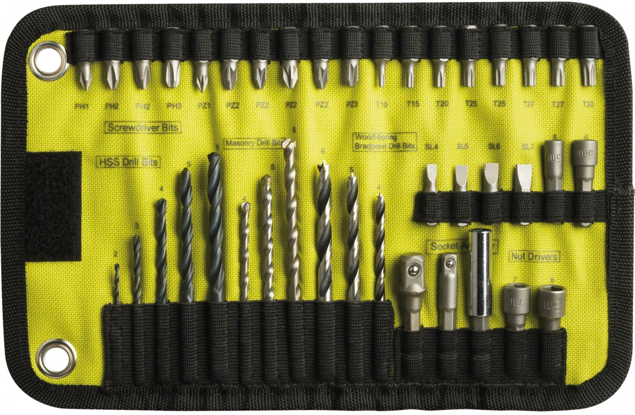 RYOBI RAK40RM mixed drill and screw bit set in roll-mat 40