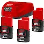 MILWAUKEE M12 NRG-303 battery charging set (3x 3.0Ah battery + C12 C charger) - 4933459207