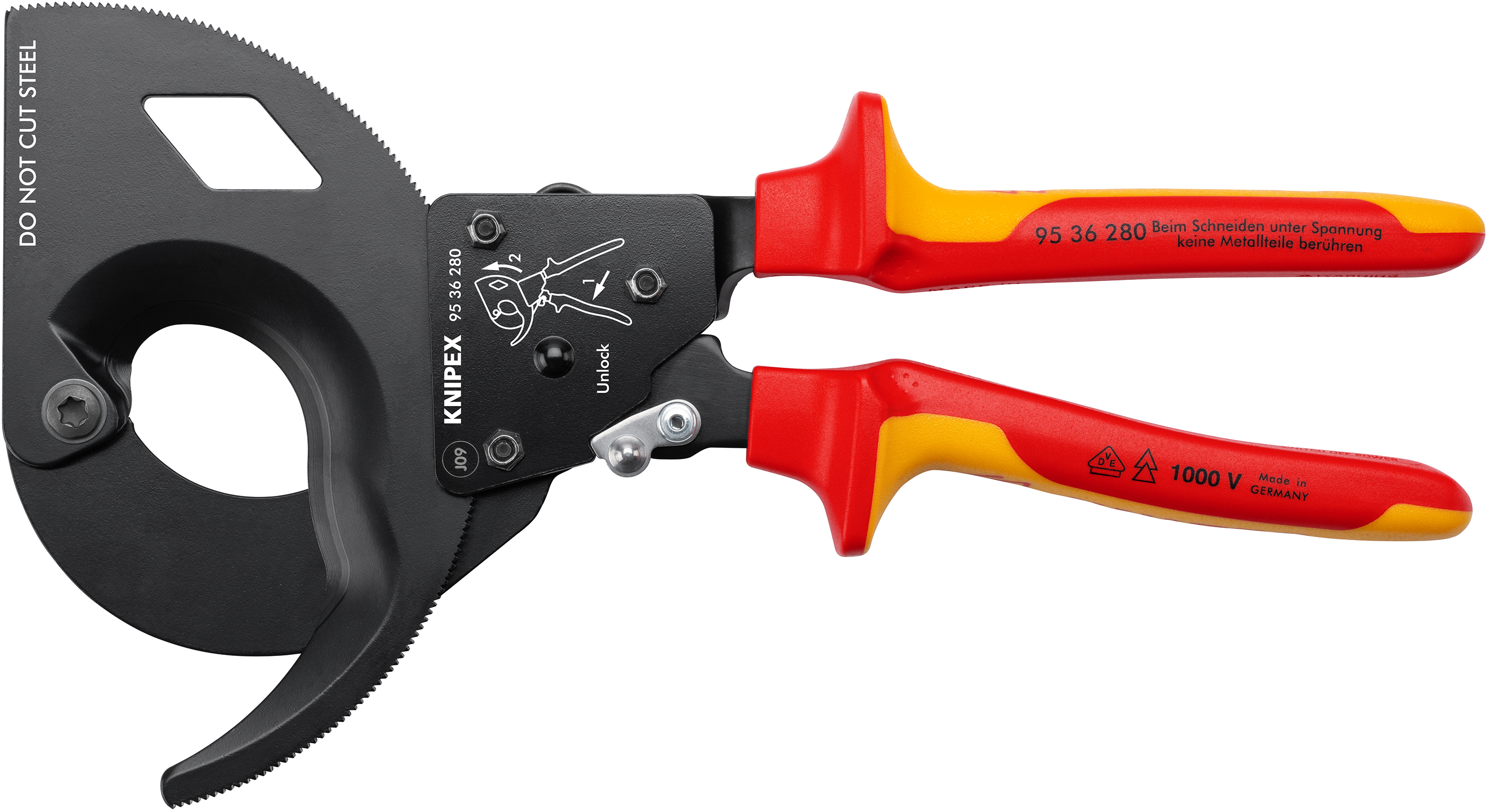 KNIPEX 95 36 280 cable cutter (ratchet principle) VDE insulated with ...