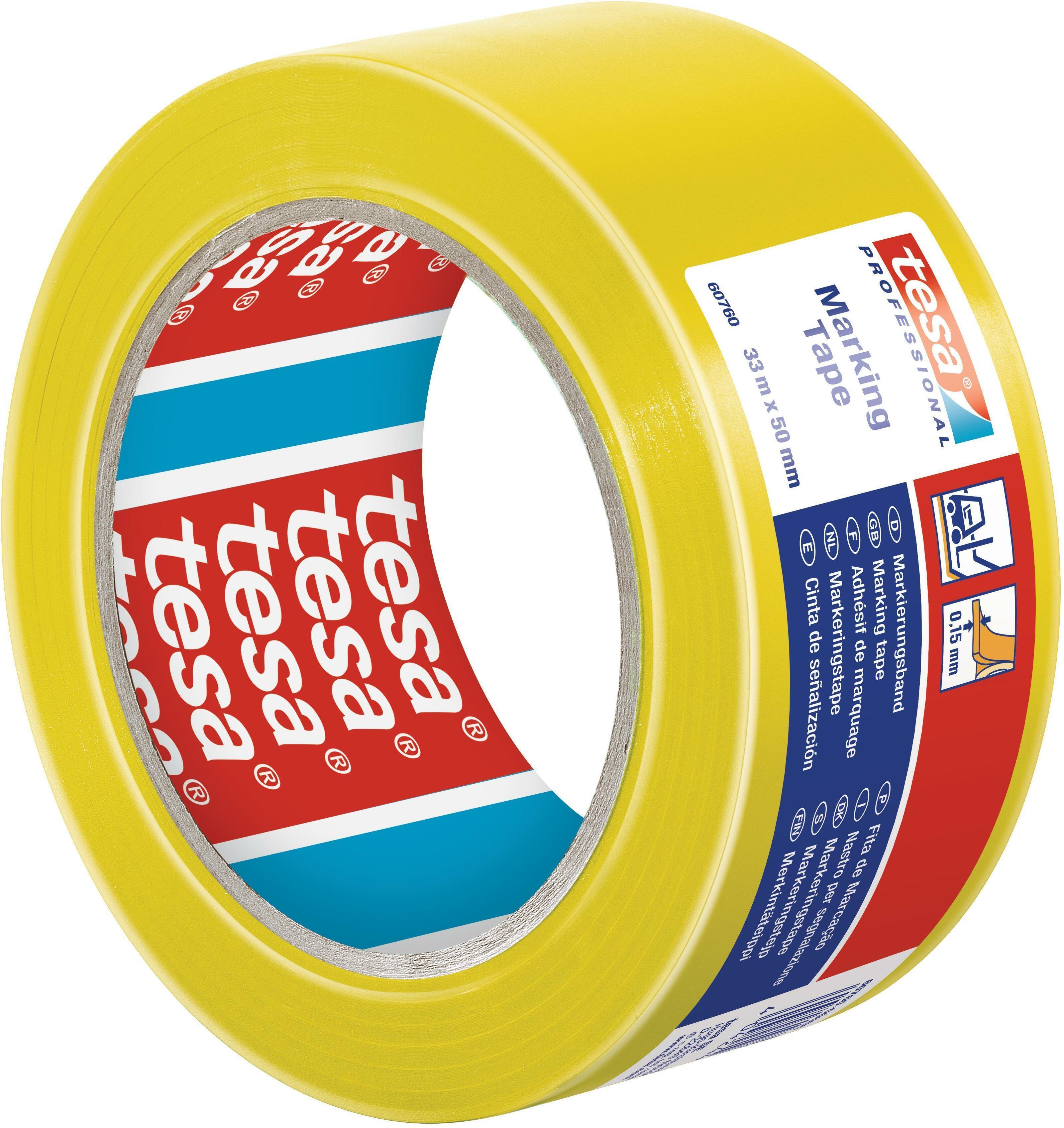 TESA 60760 PVC floor marking tape yellow, 50 mm x 33 m - 60760