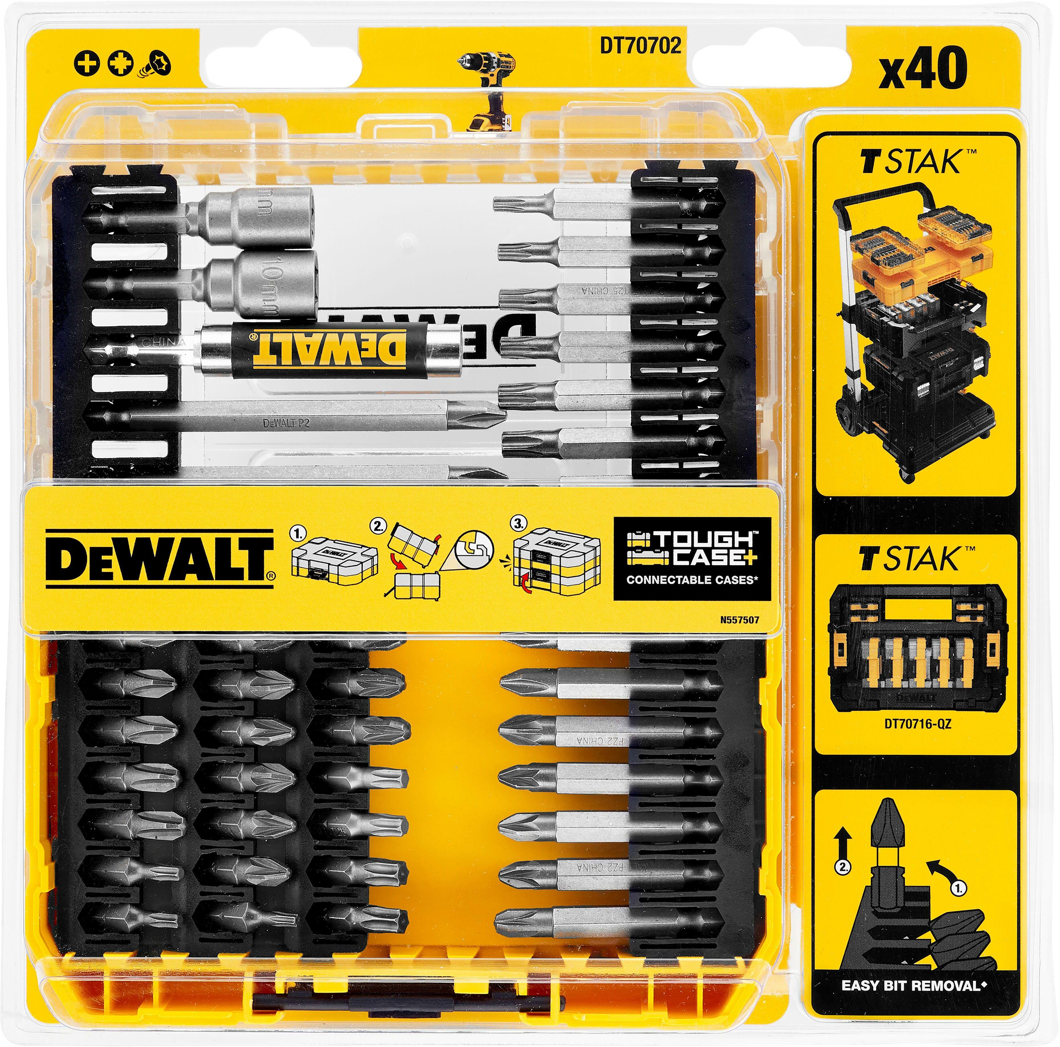 DEWALT DT70702-QZ screwdriver bit set in TOUGH CASE 45-piece | Klium.com