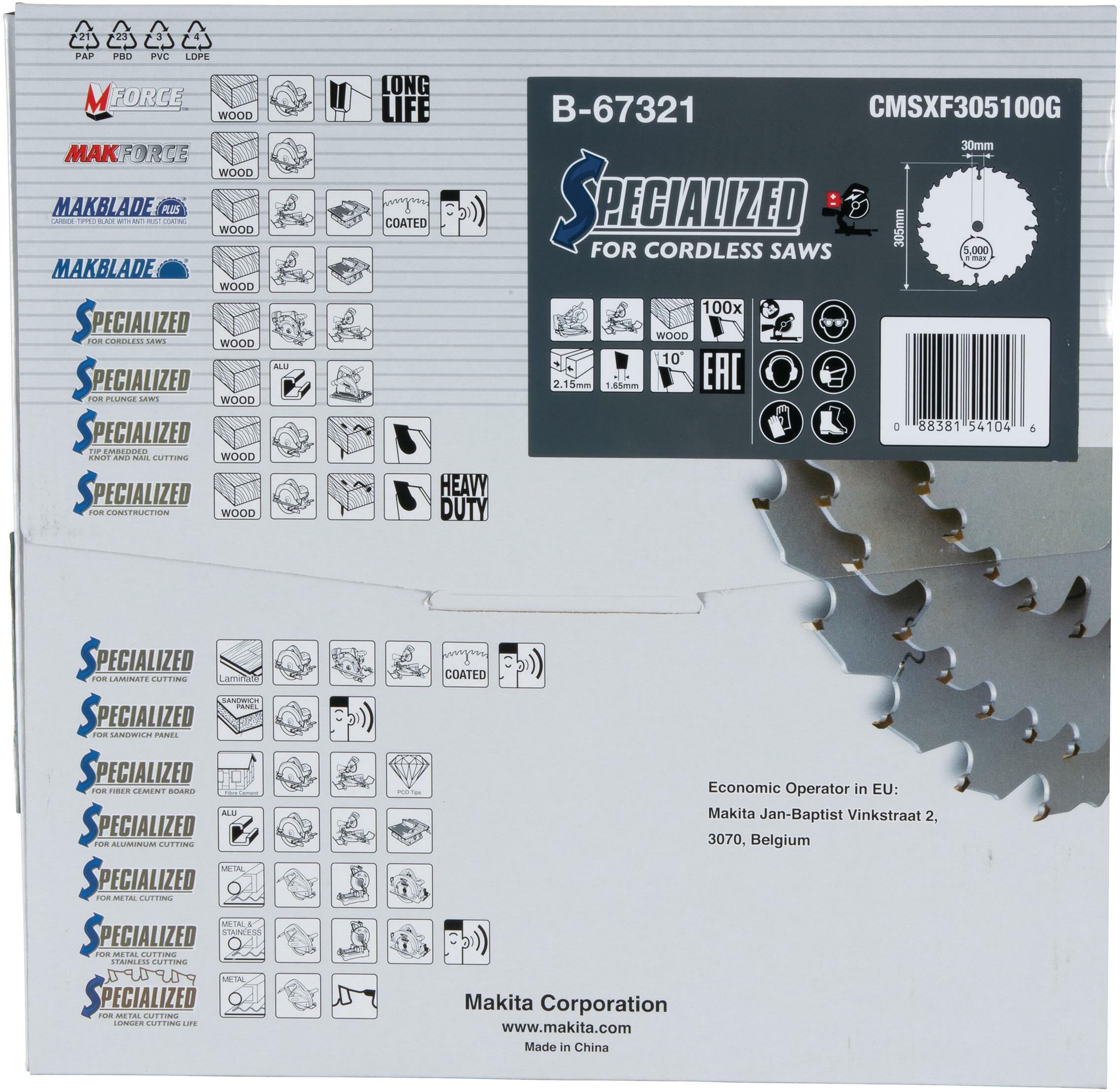 MAKITA B-67321 TCT EFFICUT saw blade 305x30x100T for wood | Klium.com